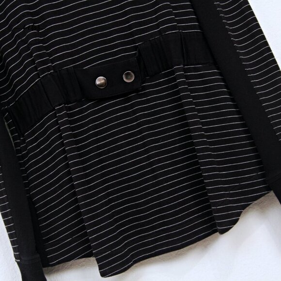 CAbi Sprint Athleisure Striped Zip Up Cotton Blend Jacket Black White Women M - Picture 7 of 10